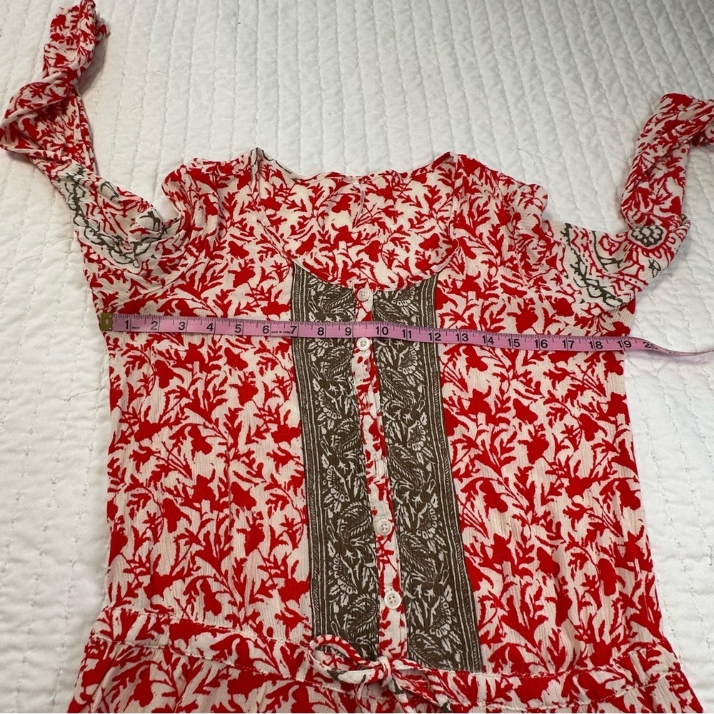 Free People Gardenia Combo Red White Floral Medallion Print Resortwear Romper - Picture 9 of 15